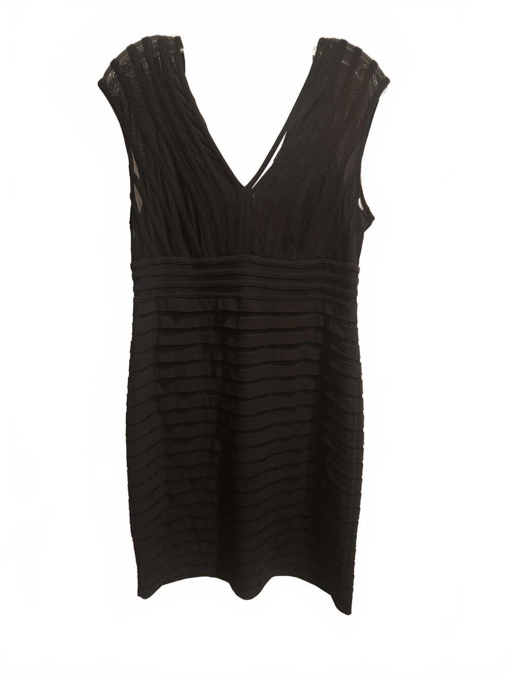 NWOT Adrianna Papell Black Dress w/mesh shoulders Womens Size 14. 38 in long